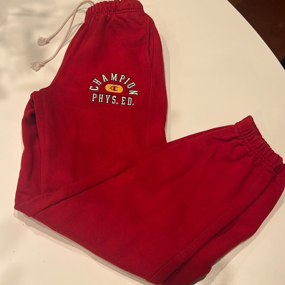 Champion physical ed red reverse weave sweats - size xs